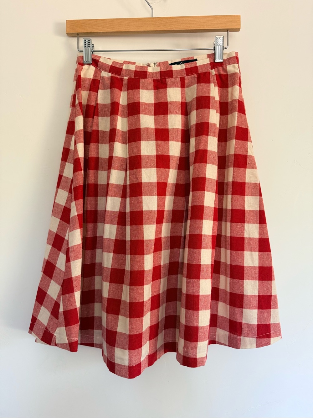 C. Luce Red & White Gingham Plaid A-Line Skirt Cottagecore Picnic NWT Small - Picture 2 of 5